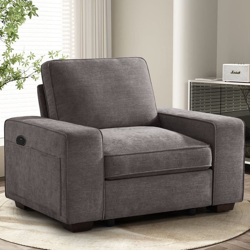 INGALIK Modern Modular Couch Sofa with Seats Storage, Sectional Couch with W/Deep Seat, Comfy Chenille Loveseat Sofa for Living Room, Side Pockets, USB Port, Removable Cover