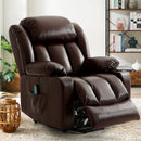 INGALIK Power Lift Recliner Chair Dual Motor, Electric Leather Recliner for Elderly with Heat and Massage, Lay Flat Assist Recliner with Side Pocket, Cup Holders