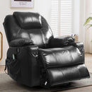 INGALIK Leather Power Lift Recliner for Elderly, Massage Electric Recliner Chairs with Heat, USB Ports, 2 Cup Holders, Easy to Reach Side Button, Brown