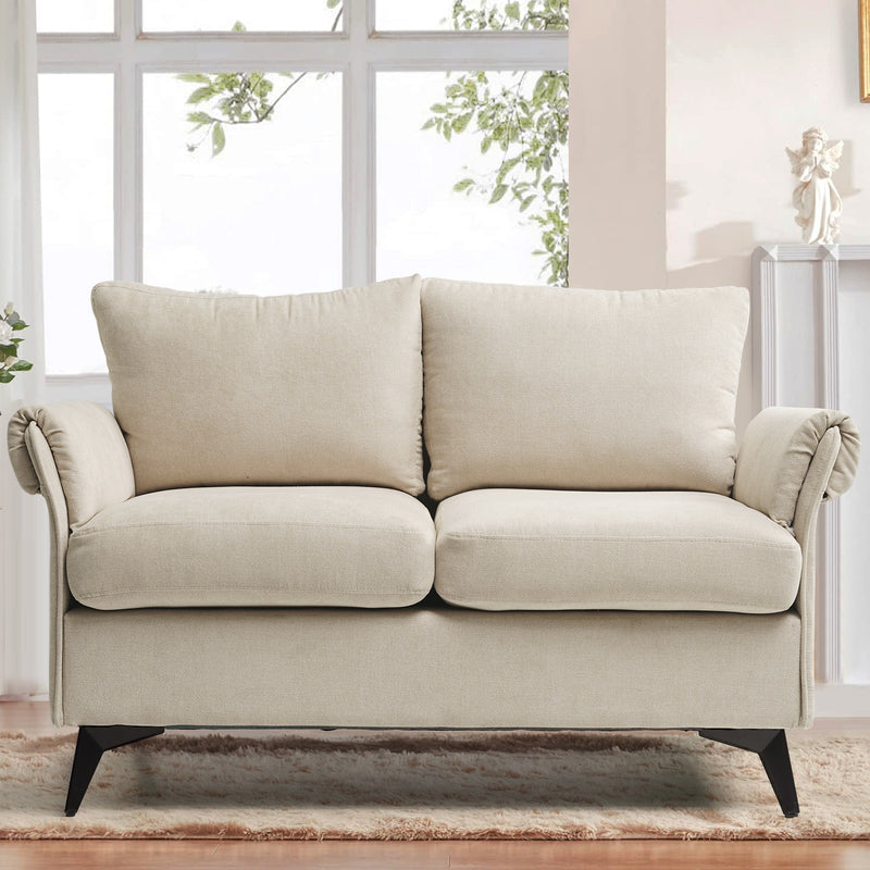 INGALIK 45" Modern Loveseat Sofa, 2 Seater Fabric Sofa Couch with Removable Upholstered, Tapered Metal Legs, Deep Seated Sofa for Small Space, Living Room, Apartment, Beige