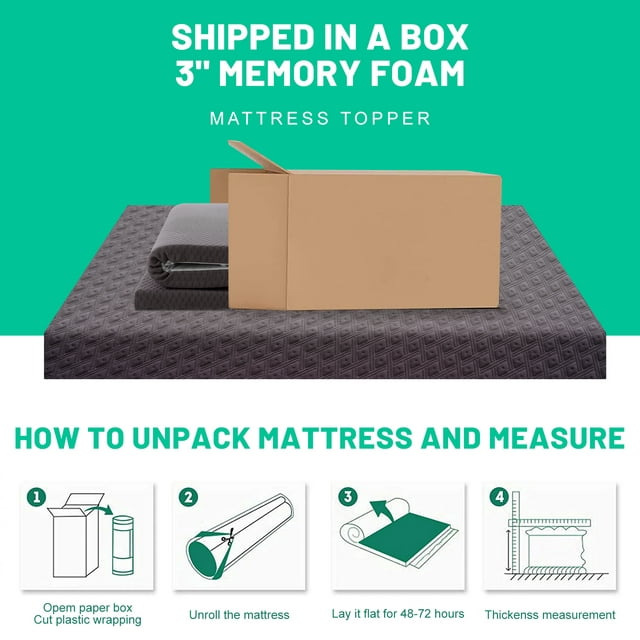 INGALIK 3 inch Gel Memory Foam Mattress Topper, Cooling Bed Topper for Pressure Relief, CertiPUR-US Certified