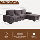 INGALIK 99" Sectional Sofa with Storage Chaise, Oversized L-Shaped Couch, Large Modern Chenille Sofa 3 Seat with Removable Cushion Covers USB Type-C Ports for Living Room