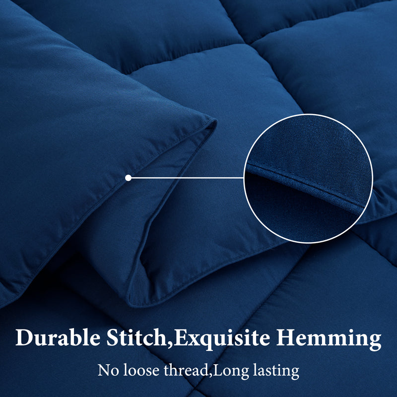 INGALIK Luxury Hotel-Style 3-Piece Queen Comforter Set, Hypoallergenic Quilted Down Alternative, All-Season Duvet Insert, Machine Washable, Corner Tabs