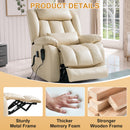 INGALIK Power Lift Recliner Chair Dual Motor, Electric Leather Recliner for Elderly with Heat and Massage, Lay Flat Assist Recliner with Side Pocket for Living Room