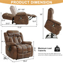 INGALIK 41" Breathable Leather Dual Motor Power Lift Recliner Chair With Heating And Massage, Lay Flat Electric Recliner Lift Assist Recliner For The Elderly
