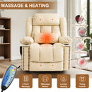 INGALIK Power Lift Recliner with Cup Holders, Leather Electric Chair Recliners with Heating and Massage, Storage, USB Charging