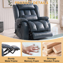 INGALIK Power Lift Recliner Chair Dual Motor, Electric Leather Recliner for Elderly with Heat and Massage, Lay Flat Assist Recliner with Side Pocket for Living Room