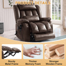 INGALIK Power Lift Recliner Chair Dual Motor, Electric Leather Recliner for Elderly with Heat and Massage, Lay Flat Assist Recliner with Side Pocket for Living Room