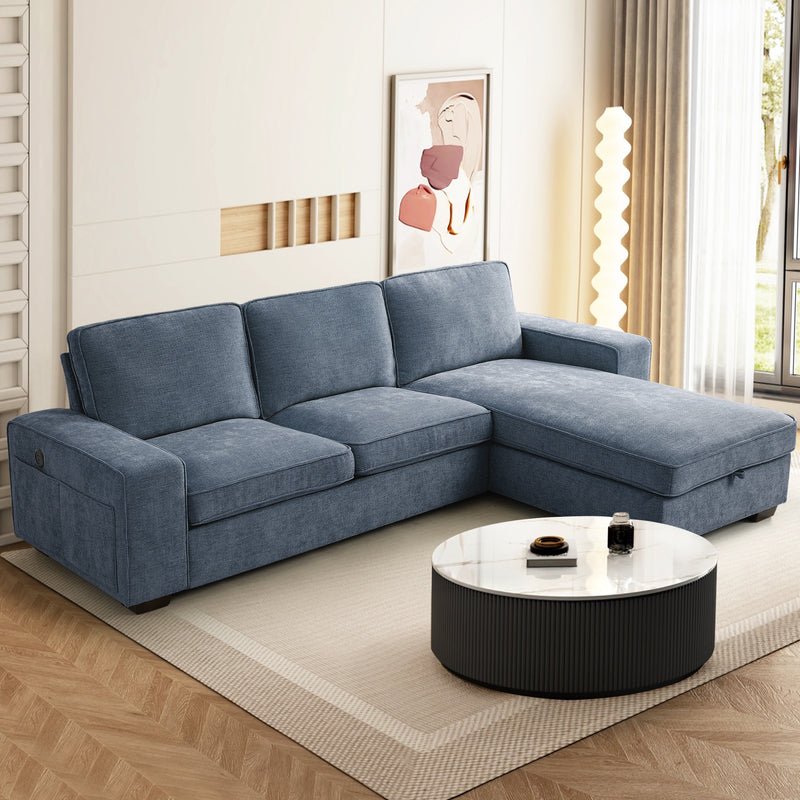 INGALIK 98.4" Convertible Sectional Sofa, L Shaped Sectional Couch with Reversible Chaise, Sleeper Couch with Storage Space and USB Charging Ports for Living Room