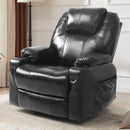 INGALIK Leather Power Lift Recliner for Elderly, Massage Electric Recliner Chairs with Heat, USB Ports, 2 Cup Holders, Easy to Reach Side Button, Brown