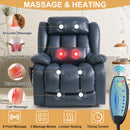 INGALIK Power Lift Recliner Chair Dual Motor, Electric Leather Recliner for Elderly with Heat and Massage, Lay Flat Assist Recliner with Side Pocket for Living Room