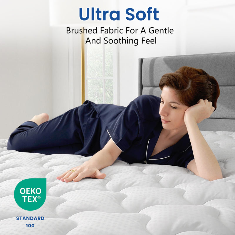 INGALIK Premium 400TC Quilted Mattress Pad, Cooling Breathable Topper, Fitted Thickened Protector, 8-21" Deep Pocket