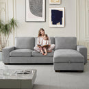 INGALIK 99" Sectional Sofa with Storage Chaise, Oversized L-Shaped Couch, Large Modern Chenille Sofa 3 Seat with Removable Cushion Covers USB Type-C Ports for Living Room