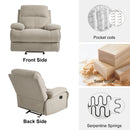 INGALIK Oversized Rocker Recliner Chair for Adults, Ergonomic Recliner Chair with Extra Large Footrest, Comfortable Reclining Chair for Living Room, Beige