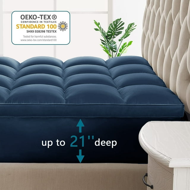 INGALIK Mattress Topper, 400TC Extra Thick Cooling Mattress Pad, Fluffy Soft Pillow Top Mattress Cover Stretches up 8-21" Deep Pocket, Pressure Relief, Hypoallergenic