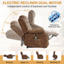 INGALIK 41" Breathable Leather Dual Motor Power Lift Recliner Chair With Heating And Massage, Lay Flat Electric Recliner Lift Assist Recliner For The Elderly