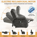 INGALIK 41" Breathable Leather Dual Motor Power Lift Recliner Chair With Heating And Massage, Lay Flat Electric Recliner Lift Assist Recliner For The Elderly