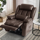 INGALIK Power Lift Recliner Chair Dual Motor, Electric Leather Recliner for Elderly with Heat and Massage, Lay Flat Assist Recliner with Side Pocket for Living Room