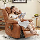 INGALIK 41" Breathable Leather Dual Motor Power Lift Recliner Chair With Heating And Massage, Lay Flat Electric Recliner Lift Assist Recliner For The Elderly