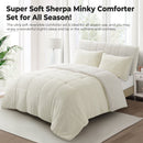 INGALIK  Sherpa Comforter Set, Soft Quilted Down Alternative Comforter Reversible Duvet with 2 Pillowcases, Plush Warm Fall Winter 3 Piece Bedding Sets