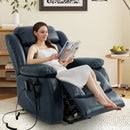 INGALIK 41" Breathable Leather Dual Motor Power Lift Recliner Chair With Heating And Massage, Lay Flat Electric Recliner Lift Assist Recliner For The Elderly