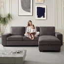 INGALIK 99" Sectional Sofa with Storage Chaise, Oversized L-Shaped Couch, Large Modern Chenille Sofa 3 Seat with Removable Cushion Covers USB Type-C Ports for Living Room