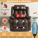 INGALIK Power Lift Recliner Chair Dual Motor, Electric Leather Recliner for Elderly with Heat and Massage, Lay Flat Assist Recliner with Side Pocket for Living Room