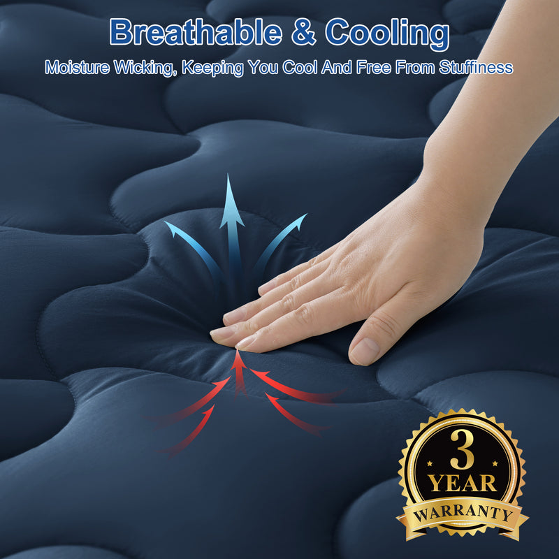 INGALIK Premium 400TC Quilted Mattress Pad, Cooling Breathable Topper, Fitted Thickened Protector, 8-21" Deep Pocket
