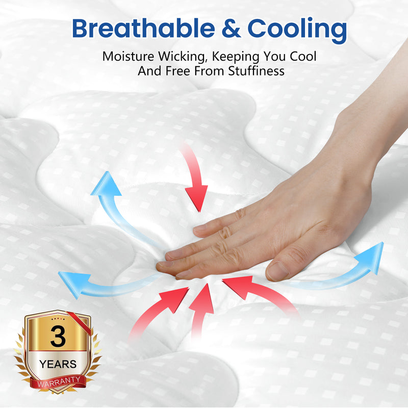 INGALIK Premium 400TC Quilted Mattress Pad, Cooling Breathable Topper, Fitted Thickened Protector, 8-21" Deep Pocket