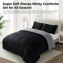 INGALIK  Sherpa Comforter Set, Soft Quilted Down Alternative Comforter Reversible Duvet with 2 Pillowcases, Plush Warm Fall Winter 3 Piece Bedding Sets