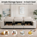 INGALIK Modern Modular Couch Sofa with Seats Storage, Sectional Couch with W/Deep Seat, Comfy Chenille Loveseat Sofa for Living Room, Side Pockets, USB Port, Removable Cover