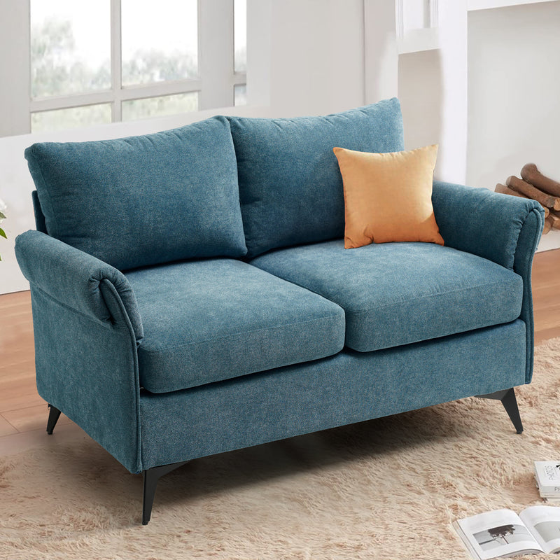 INGALIK 45" Modern Loveseat Sofa, 2 Seater Fabric Sofa Couch with Removable Upholstered, Tapered Metal Legs, Deep Seated Sofa for Small Space, Living Room, Apartment, Beige