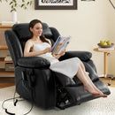 INGALIK 41" Breathable Leather Dual Motor Power Lift Recliner Chair With Heating And Massage, Lay Flat Electric Recliner Lift Assist Recliner For The Elderly