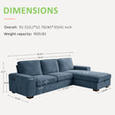 INGALIK 98.4" Convertible Sectional Sofa, L Shaped Sectional Couch with Reversible Chaise, Sleeper Couch with Storage Space and USB Charging Ports for Living Room