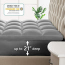 INGALIK Plush Soft Mattress Topper, 400TC Extra Thick Breathable Pad, Cooling Technology, Pressure Relief, 8-21" Deep Elastic Pocket