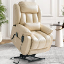 INGALIK Power Lift Recliner Chair Dual Motor, Electric Leather Recliner for Elderly with Heat and Massage, Lay Flat Assist Recliner with Side Pocket for Living Room