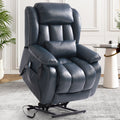 INGALIK Power Lift Recliner Chair Dual Motor, Electric Leather Recliner for Elderly with Heat and Massage, Lay Flat Assist Recliner with Side Pocket for Living Room