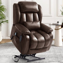 INGALIK Power Lift Recliner Chair Dual Motor, Electric Leather Recliner for Elderly with Heat and Massage, Lay Flat Assist Recliner with Side Pocket for Living Room