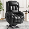 INGALIK Power Lift Recliner Chair Dual Motor, Electric Leather Recliner for Elderly with Heat and Massage, Lay Flat Assist Recliner with Side Pocket for Living Room