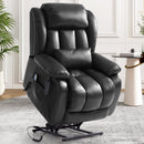 INGALIK Power Lift Recliner Chair Dual Motor, Electric Leather Recliner for Elderly with Heat and Massage, Lay Flat Assist Recliner with Side Pocket for Living Room