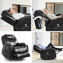 INGALIK Leather Power Lift Recliner for Elderly, Massage Electric Recliner Chairs with Heat, USB Ports, 2 Cup Holders, Easy to Reach Side Button, Brown