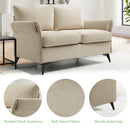 INGALIK 45" Modern Loveseat Sofa, 2 Seater Fabric Sofa Couch with Removable Upholstered, Tapered Metal Legs, Deep Seated Sofa for Small Space, Living Room, Apartment, Beige