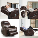 INGALIK Leather Power Lift Recliner for Elderly, Massage Electric Recliner Chairs with Heat, USB Ports, 2 Cup Holders, Easy to Reach Side Button, Brown