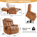 INGALIK 41" Breathable Leather Dual Motor Power Lift Recliner Chair With Heating And Massage, Lay Flat Electric Recliner Lift Assist Recliner For The Elderly