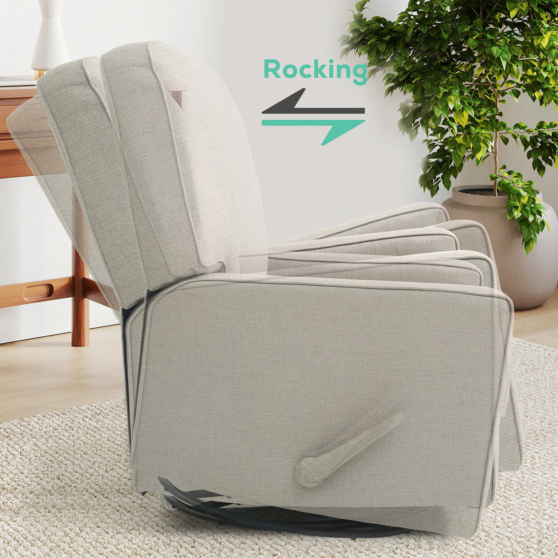 INGALIK 360 Degrees Swivel Rocker Recliner, Glider Rocking Chair Nursery, Fabric Single Sofa