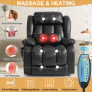 INGALIK Power Lift Recliner Chair Dual Motor, Electric Leather Recliner for Elderly with Heat and Massage, Lay Flat Assist Recliner with Side Pocket for Living Room
