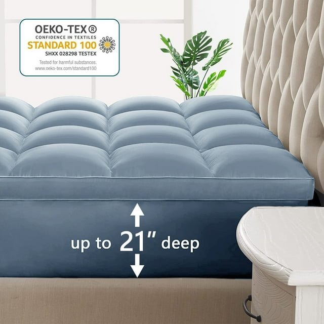 INGALIK Mattress Topper, 400TC Extra Thick Cooling Mattress Pad, Fluffy Soft Pillow Top Mattress Cover Stretches up 8-21" Deep Pocket, Pressure Relief, Hypoallergenic