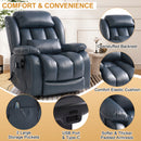 INGALIK Power Lift Recliner Chair Dual Motor, Electric Leather Recliner for Elderly with Heat and Massage, Lay Flat Assist Recliner with Side Pocket for Living Room