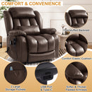INGALIK Power Lift Recliner Chair Dual Motor, Electric Leather Recliner for Elderly with Heat and Massage, Lay Flat Assist Recliner with Side Pocket for Living Room