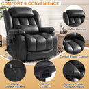 INGALIK Power Lift Recliner Chair Dual Motor, Electric Leather Recliner for Elderly with Heat and Massage, Lay Flat Assist Recliner with Side Pocket for Living Room